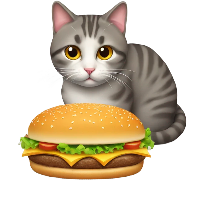 A cat with a hamburger emoji