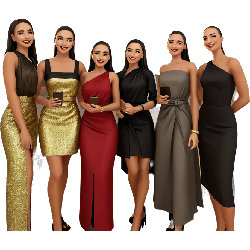 smiling girls in elegant attire emoji