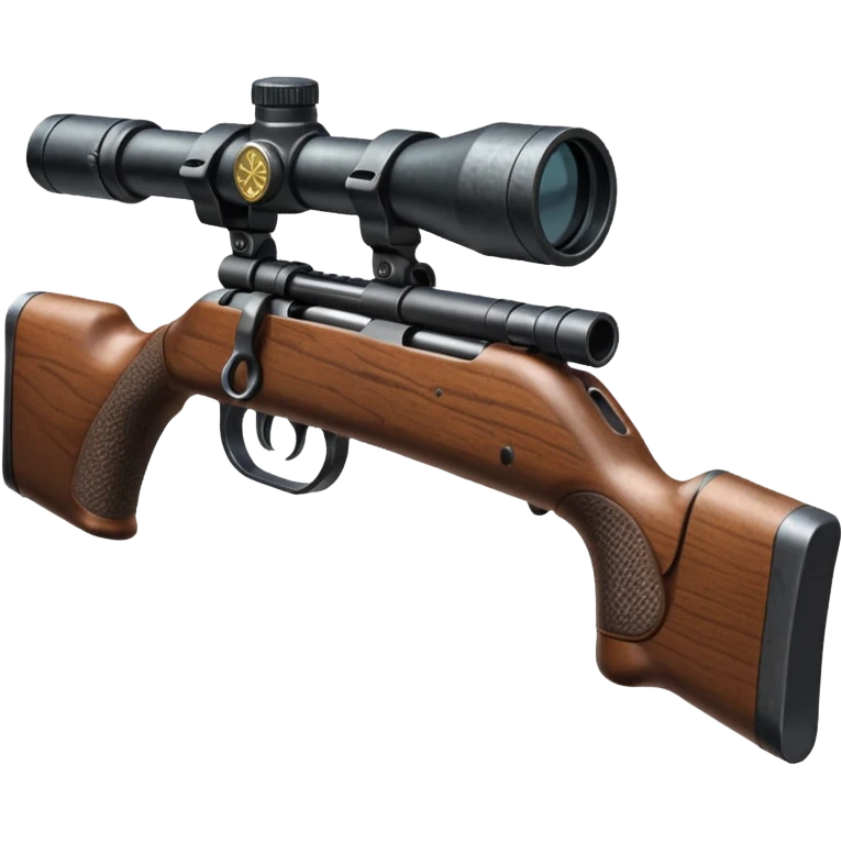 deer hunting bolt action rifle with a scope mounted to the top of the gun barrel and a sling attached properly to the underside of the gun emoji