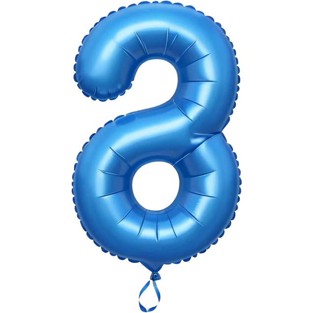 Number three in blue balloons emoji