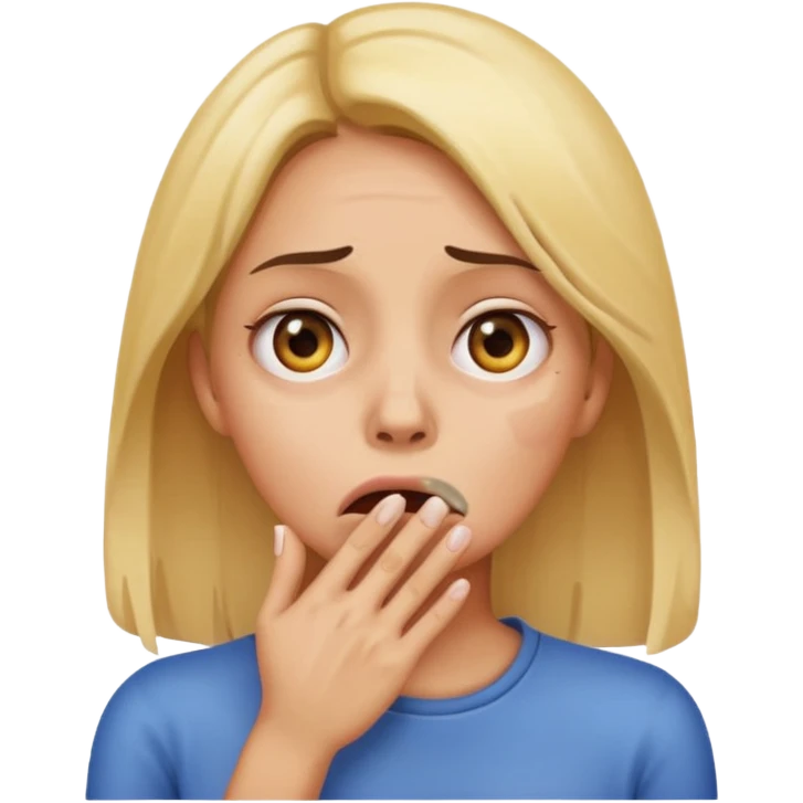 scared woman with her hand on mouth, emoji style, more details, different expression emoji