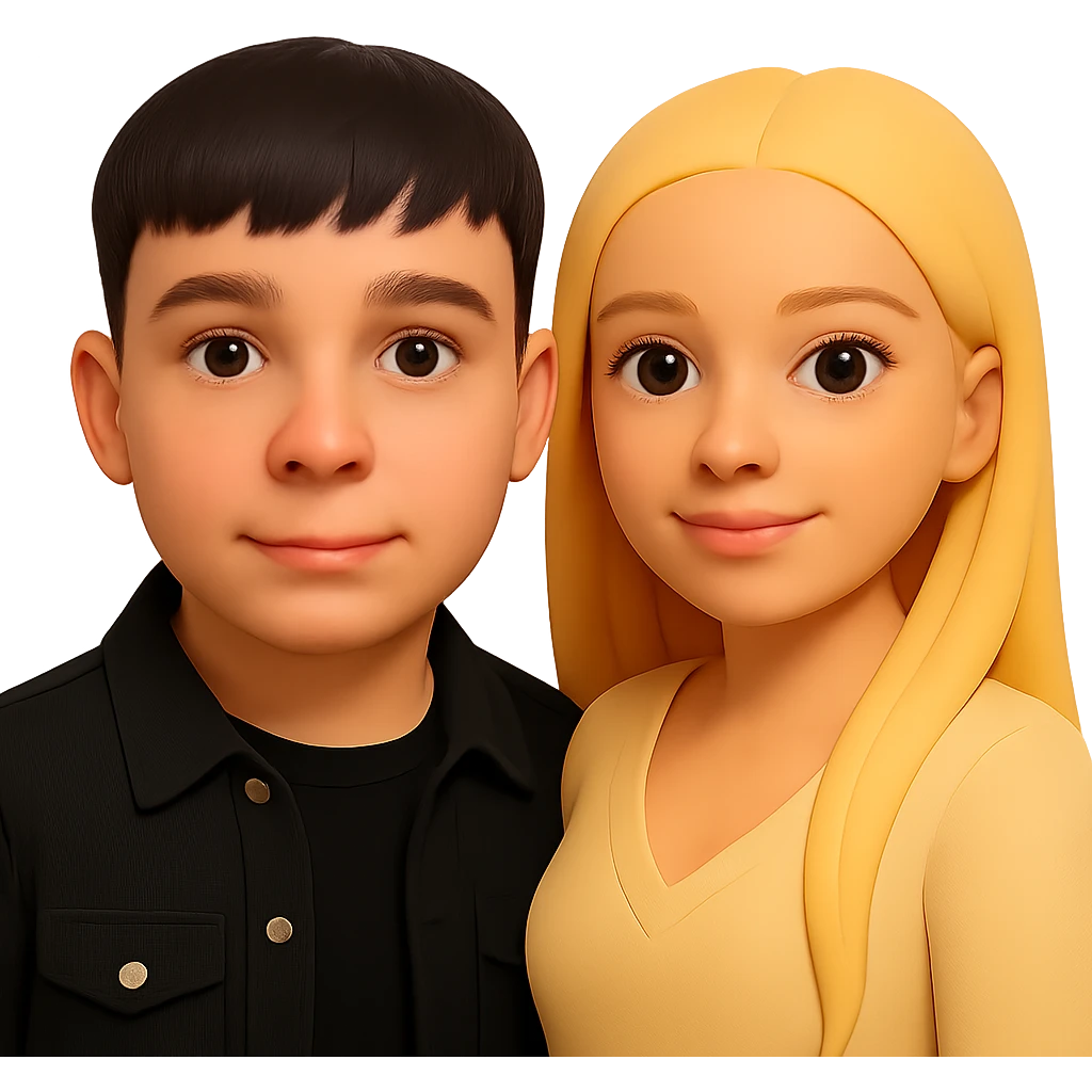 Make the face of the guy on the emoji more closely resemble the guy in the photos by adjusting facial features, eye shape, nose, lips, and hairstyle. Keep the 3D emoji style. The guy is wearing a black t-shirt and a black denim jacket. Remove the background. emoji