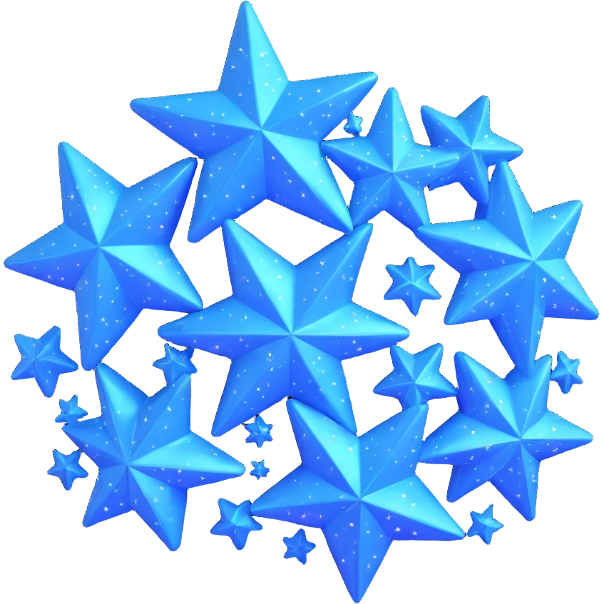 shiny blue cluster of stars and sparkles, radiant and luminous, with shimmering effects emoji