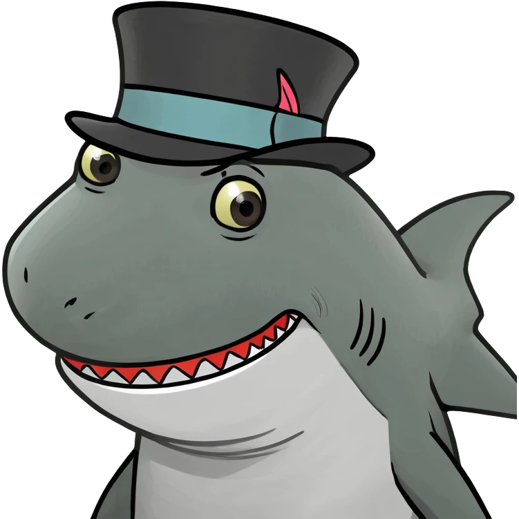 Shark with a top hat emoji