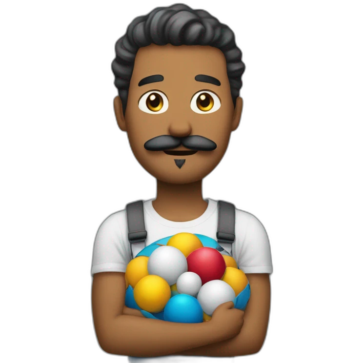  Expressivelyh strenuously carrying a lot of balls Man with mustache emoji