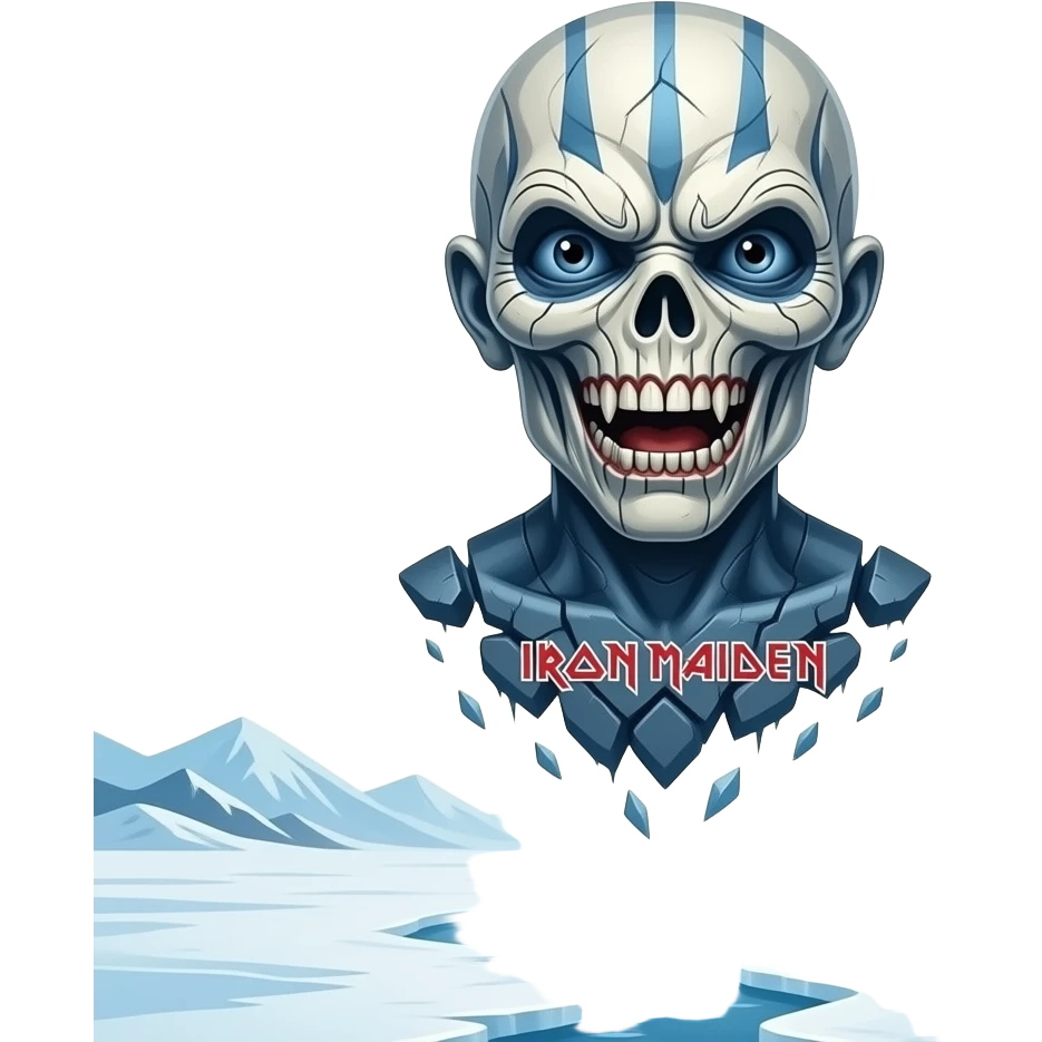 iron maiden eddie mascot - disintegrated body over a frozen landscape emoji