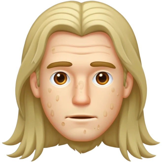 Мужчина белый с длинными волосами и прыщиками emoji