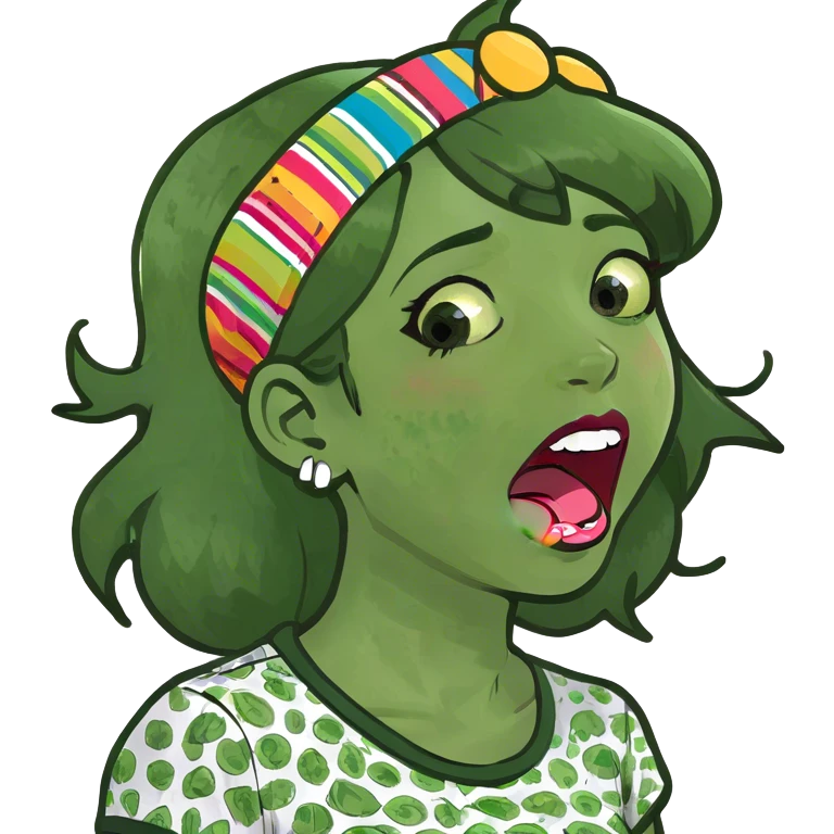 Girl shaking head with tongue out and mouth open emoji