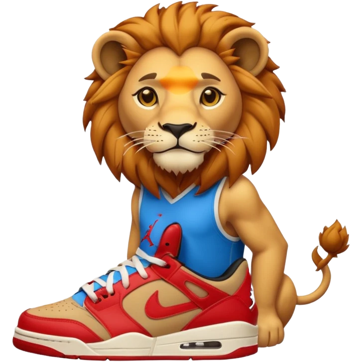Un león teniendo puesto unos zapatos Jordan emoji