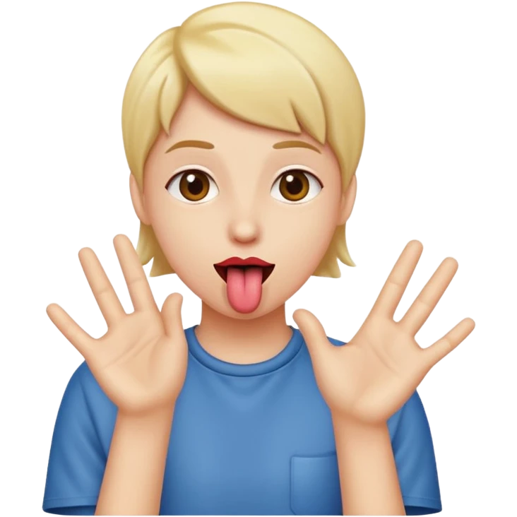 Tongue out with hands to the side emoji