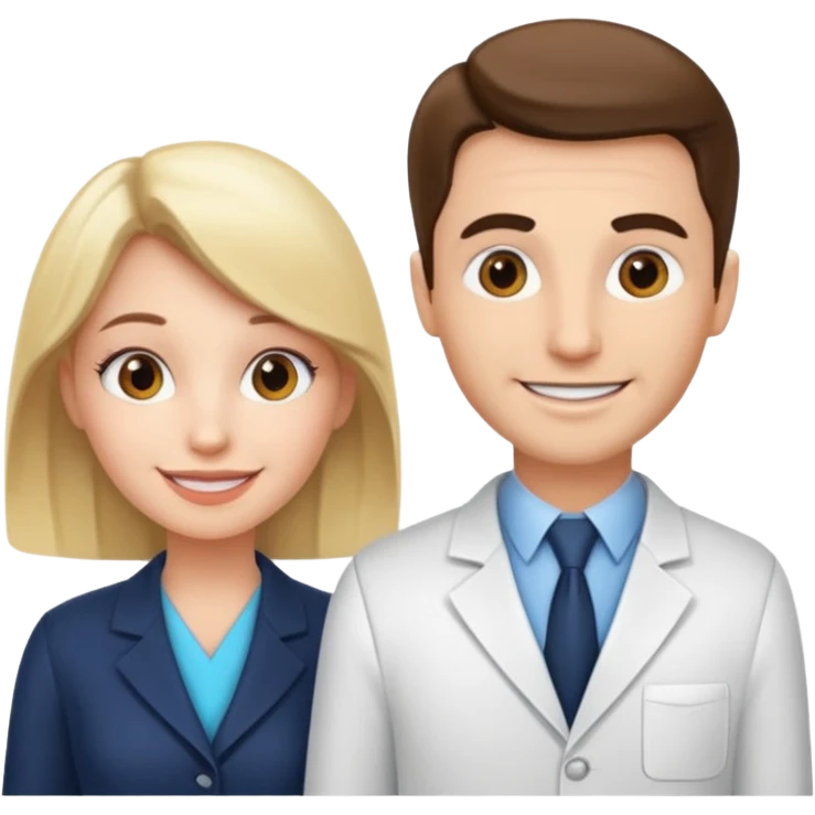 Perfect love. Psychologist girl and a futurologist man emoji