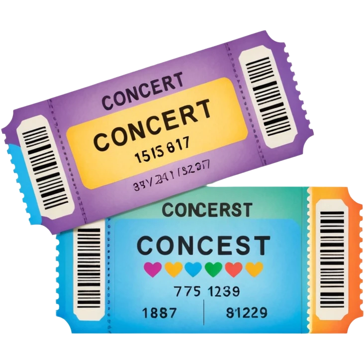 Concert ticket emoji, with a code at the side, ant the word "CONCERT" at the front emoji