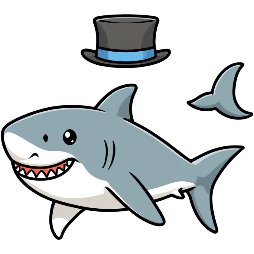 Shark with a top hat emoji