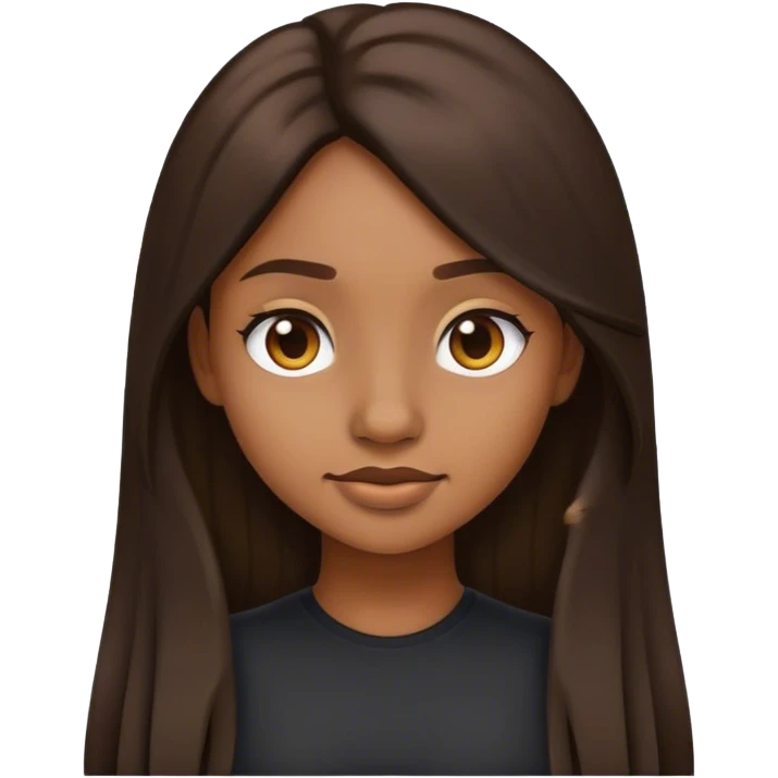 light brown skin girl with dark brown long hair emoji nose shoulder shot emoji
