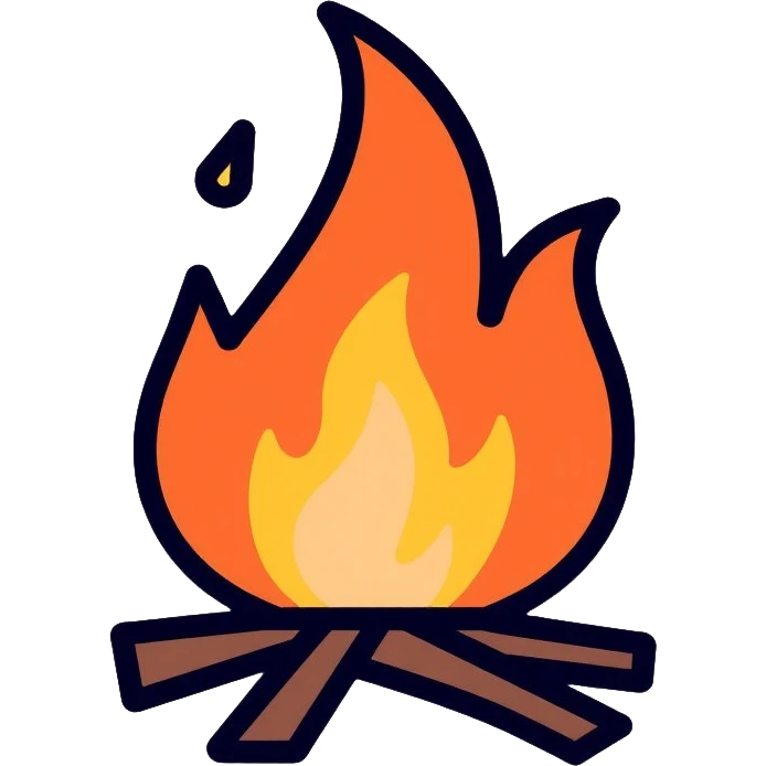 campfire with social elements, app icon emoji