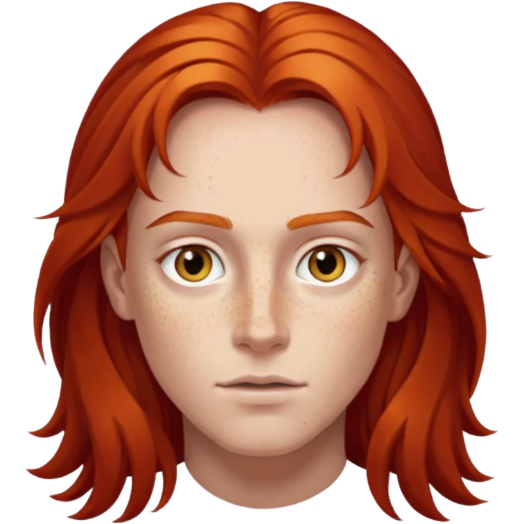 Bryce Quinlan from Crescent City, long red hair, golden eyes, freckles emoji