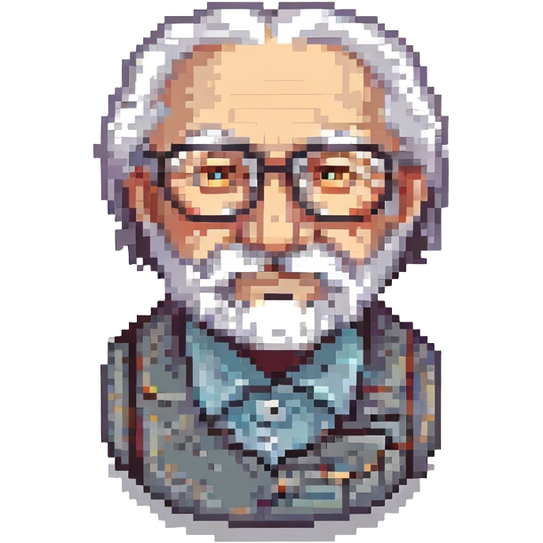 grandfather pensioner in pixel art style emoji
