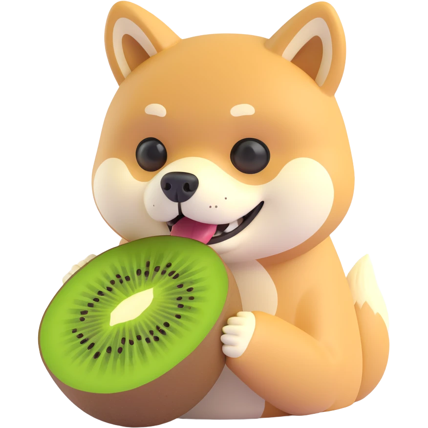 shiba inu eating kiwi emoji
