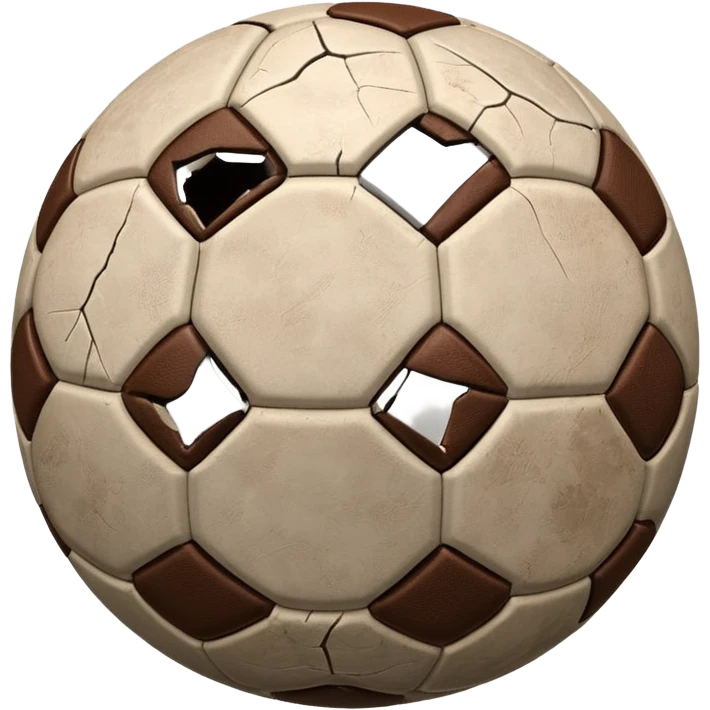 old brown really cracked soccer ball emoji