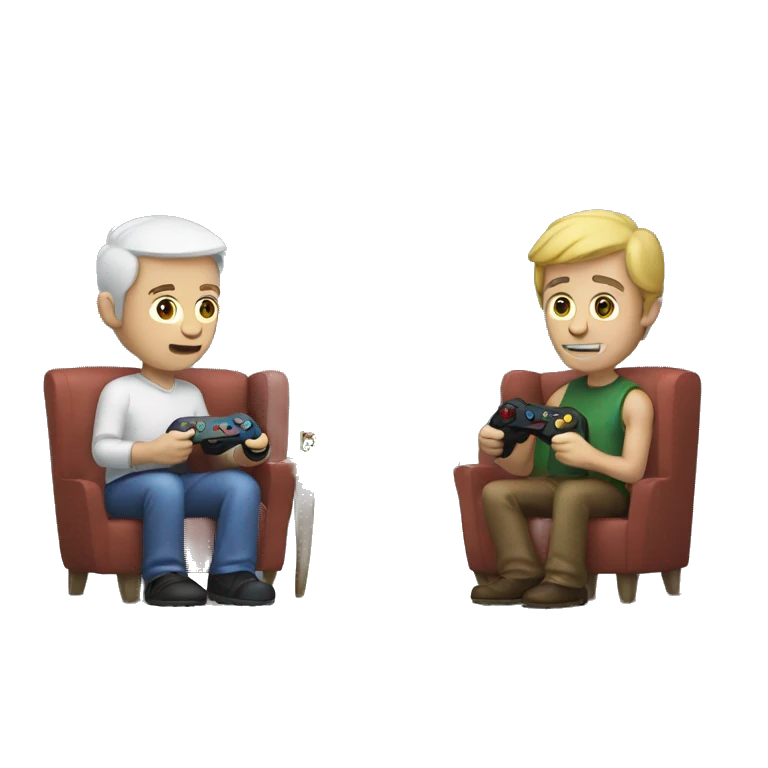 two white men play video games emoji