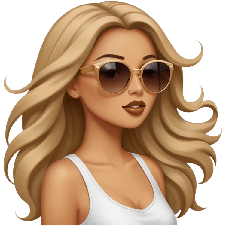 Long hair blowing in wind, sunglasses, fashion, diva emoji