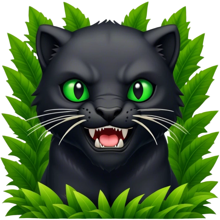 black pantera animal with a sharp tooth behind a bush emoji