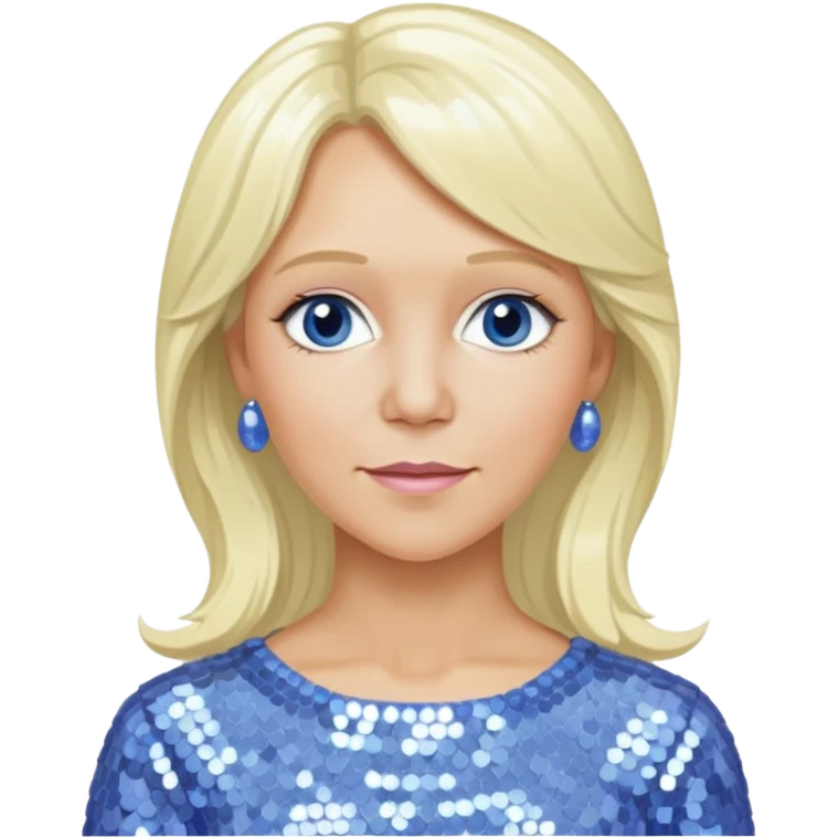 Agnetha Fältskog from ABBA with long platinum blonde hair, periwinkle sequin outfit  emoji