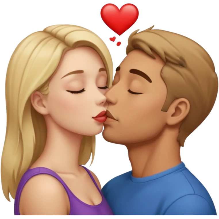 Completely nude man kissing completely nude woman with her eyes closed emoji