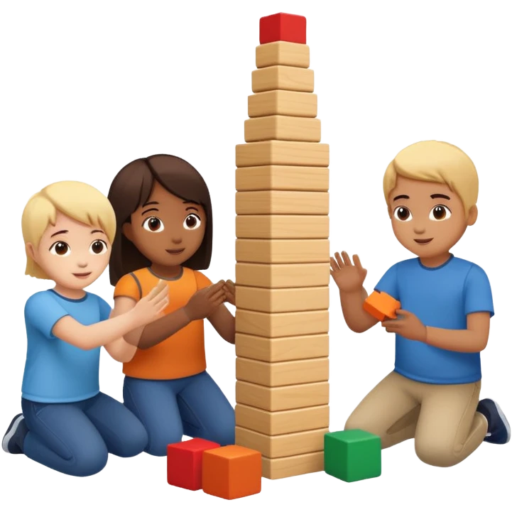Four Kids Playing kappla  emoji