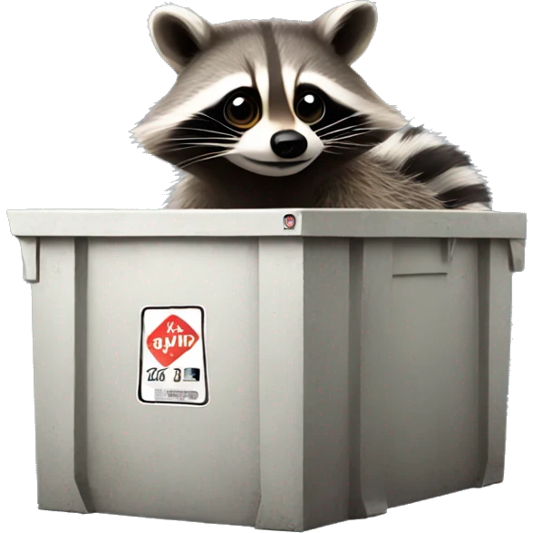 Raccoon popping out of a dumpster  emoji