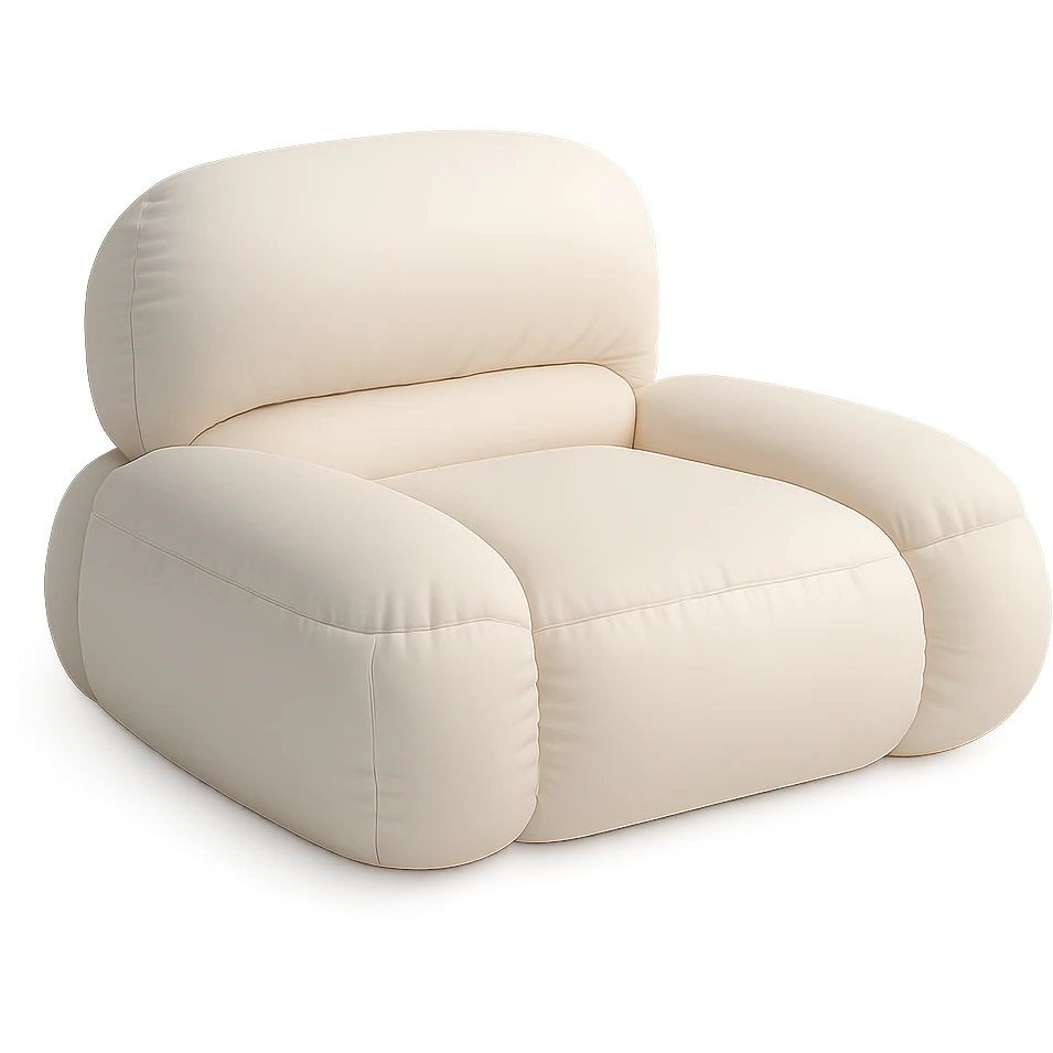 minimalist cushion style bed, rounded edges, soft color palette emoji