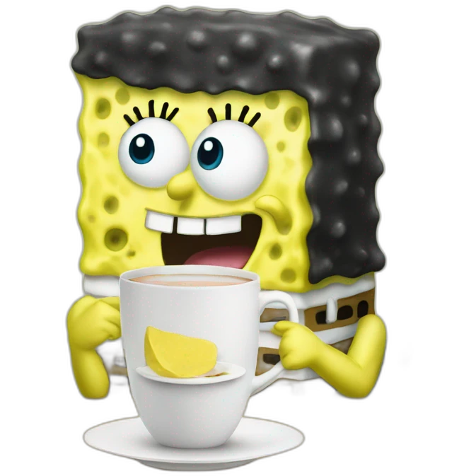 Spongebob drinking tea emoji