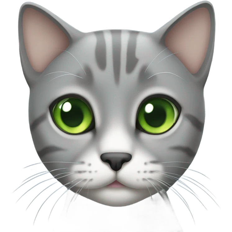 Grey shorthair cat with green eyes  emoji