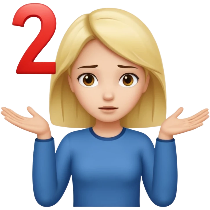 A girl shrugging with the number six over her left hand and the number seven over her right emoji