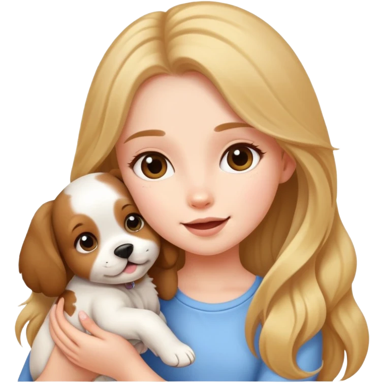 girly girl with long hair playing with a puppy emoji