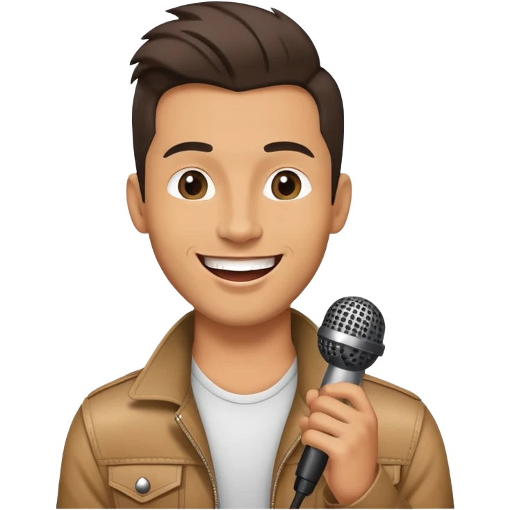 Happy Rock Pop Music Male singer in his 30s dressed with trendy style emoji