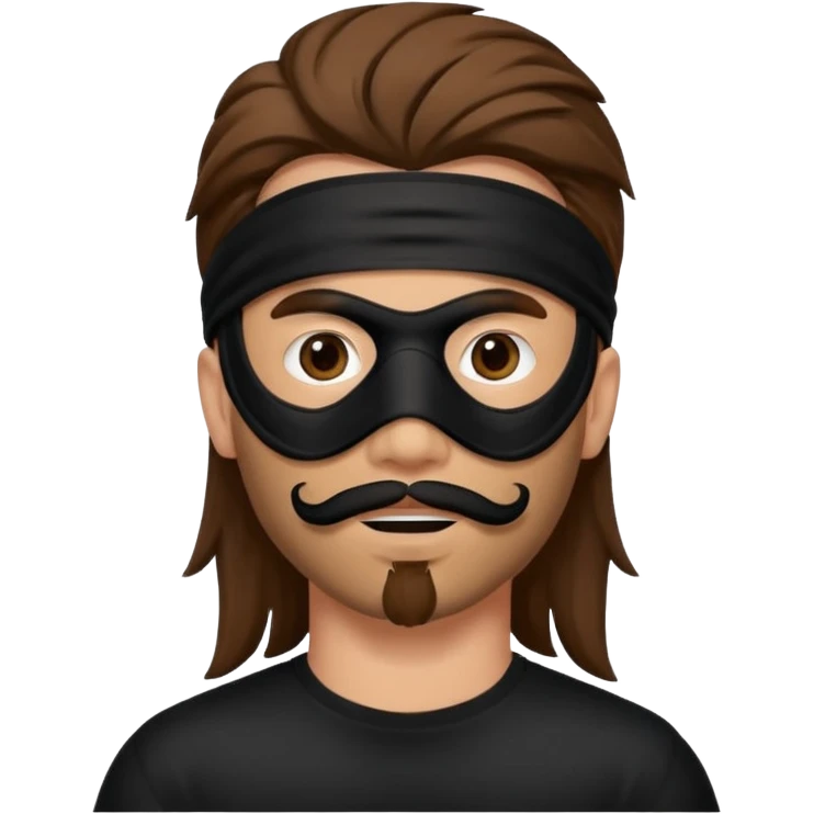 A guy with a brown mullet and a black mask over his mouth and nose emoji