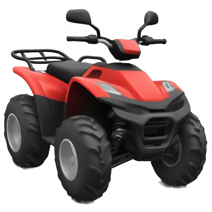 red quad bike with a large black circular safety roll bar,  positioned behind the seat. The roll bar will be the height of a seated person on the bike.  emoji
