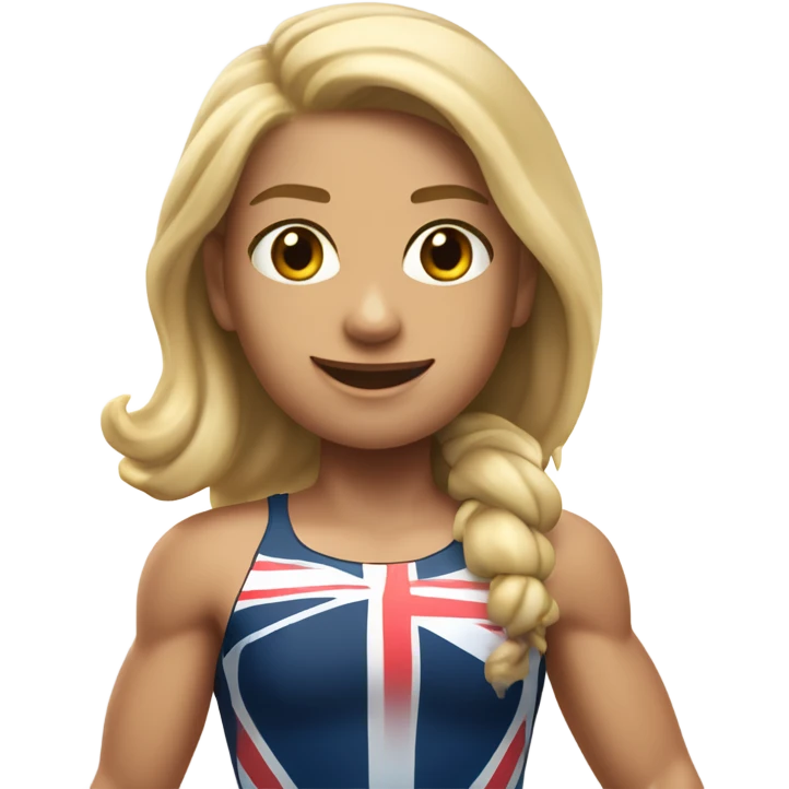 A girl with long blonde hair with wide shoulders wearing a Great Britain rowing swimming suit and has toned muscles and add a necklace that has a sea shell pendant  emoji