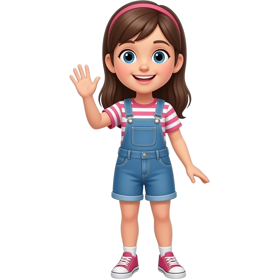 niña diciendo hola con la mano todo el cuerpol emoji