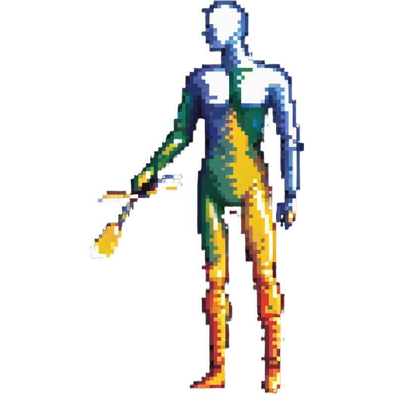 A paintbrush transforming into a metallic human silhouette, symbol of artistic identity emoji