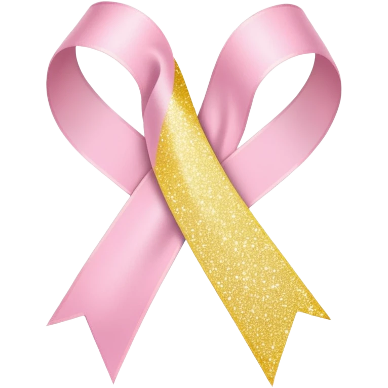 Create an emoji with light yellow glitter around a light pink ribbon in the iPhone emoji style. emoji
