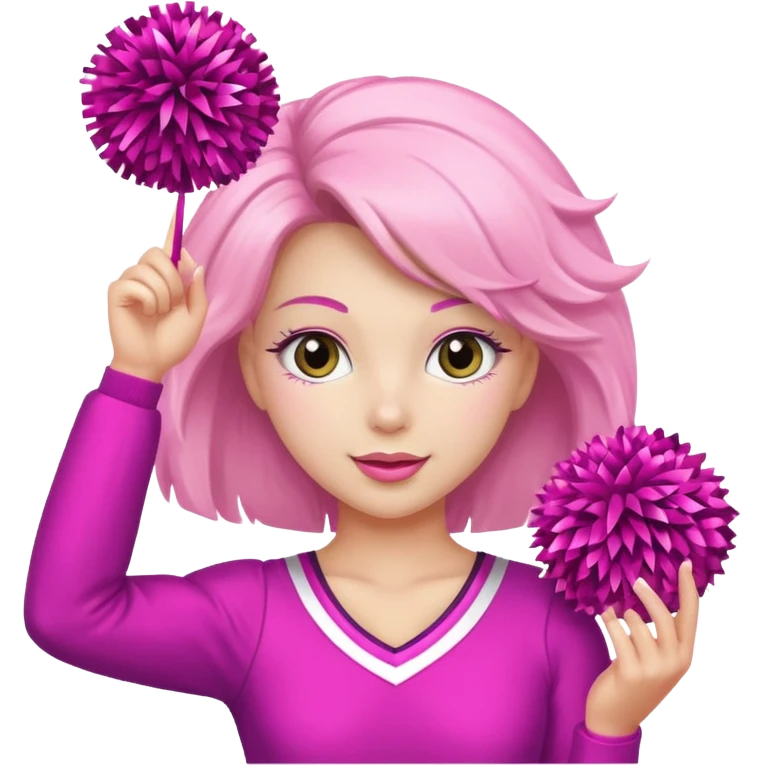 football cheerleader, holding a cheering, pink and twinkle emoji