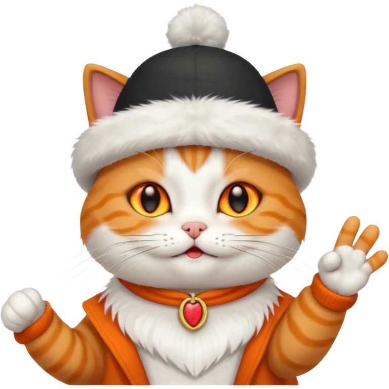 Cat with a hat flipping off emoji