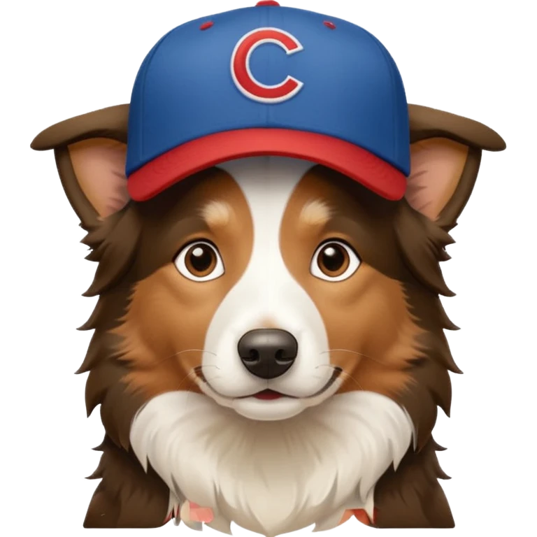 a border collie dog with a Cubs baseball hat on emoji