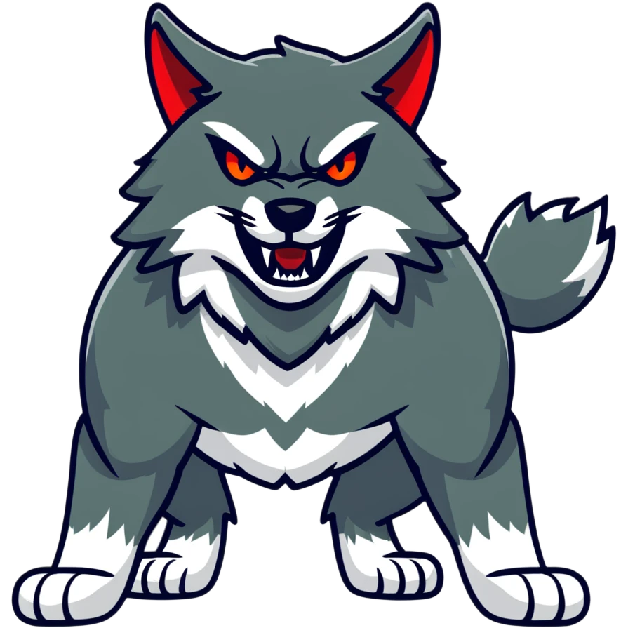 angry snarling black wolf with red eyes emoji