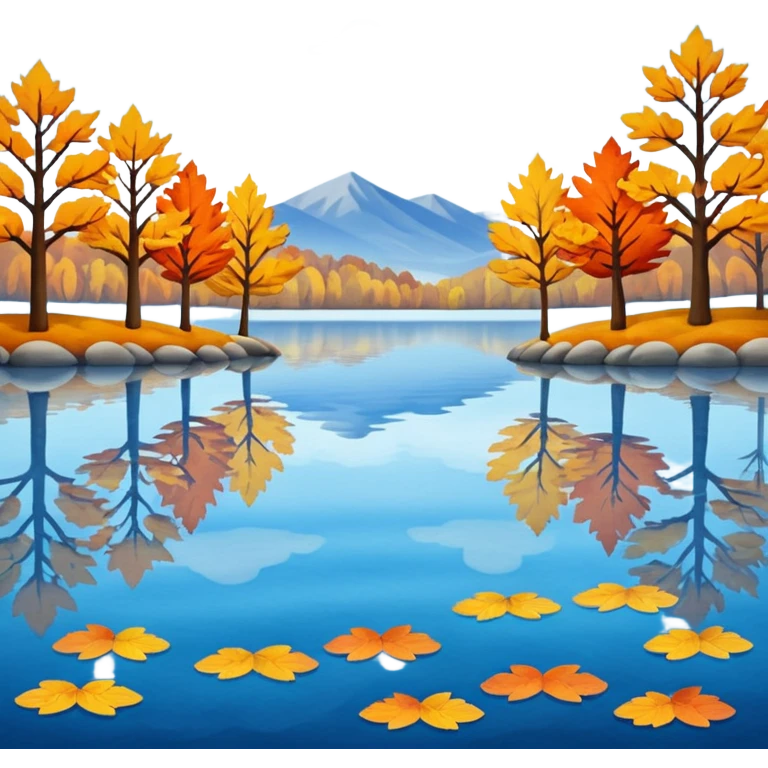 Beautiful lake during the fall, felt texture, scrapbooking emoji