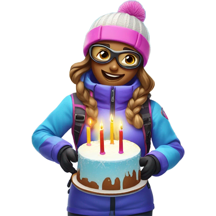 Happy birthday skiing girl emoji