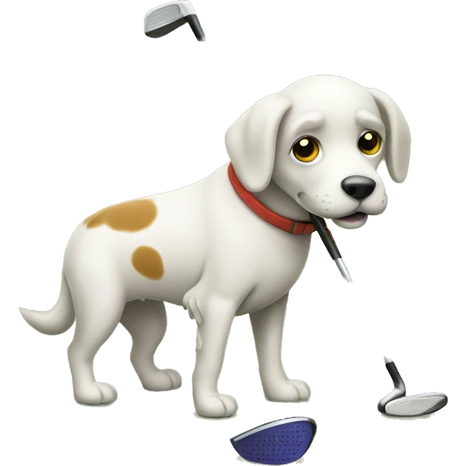 Dog golfing  emoji