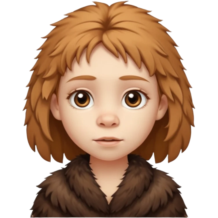 cute Neanderthal girl child with big eyes emoji